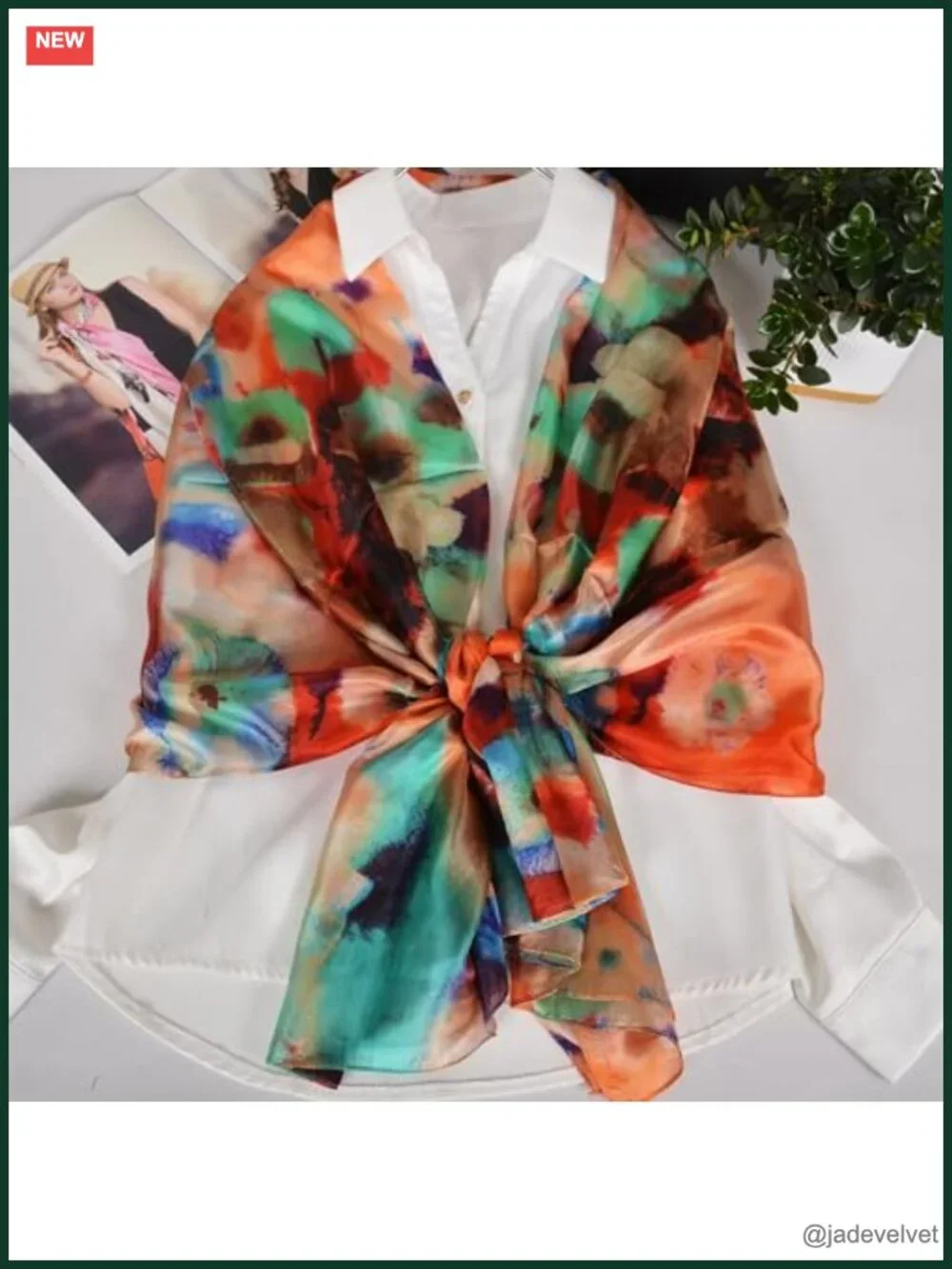 100% Mulberry Silk Floral Scarf Shawl Wrap 69x43